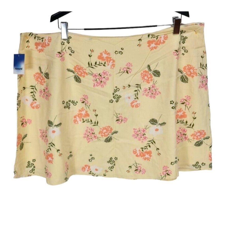 Abound Womens Yellow Delicate Floral Plus Size 4X Mini Skirt Mid Rise Zip  314P